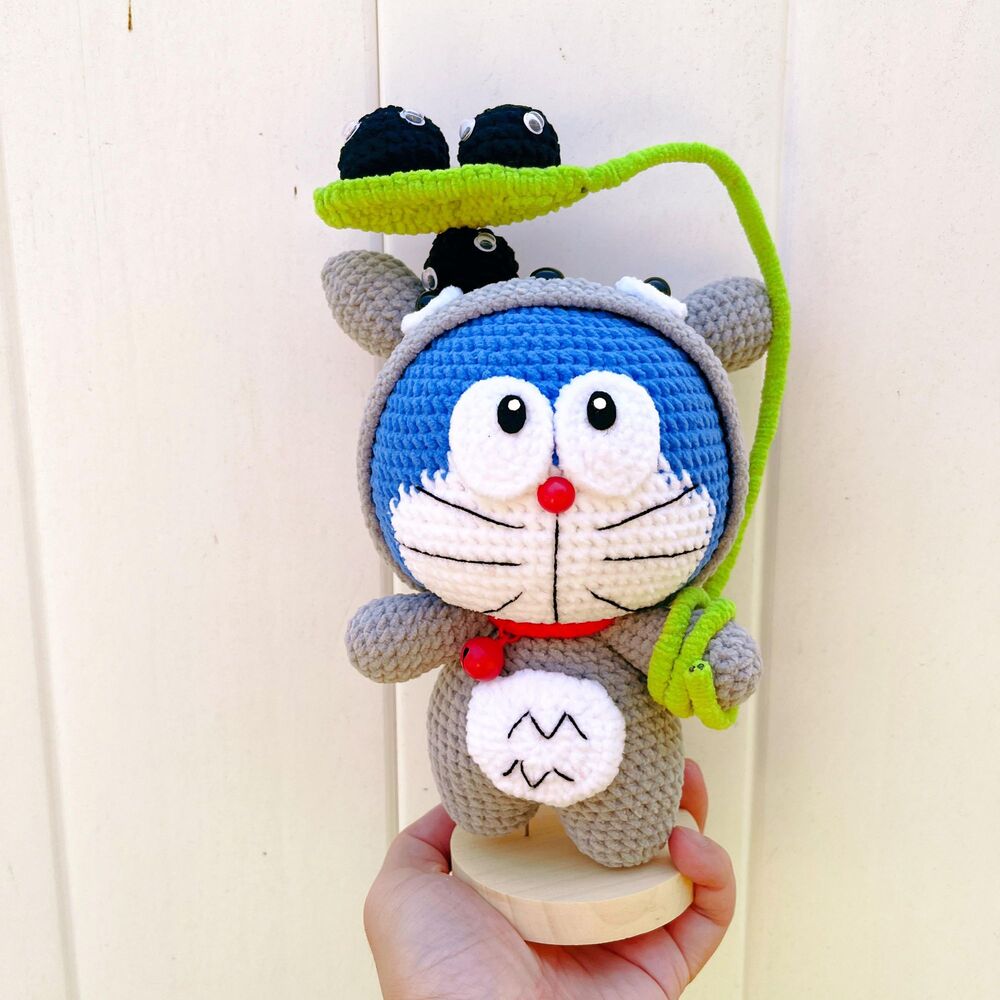 Doraemon Crochet Doll in Totoro Costume – Handmade Cute Anime Gift
